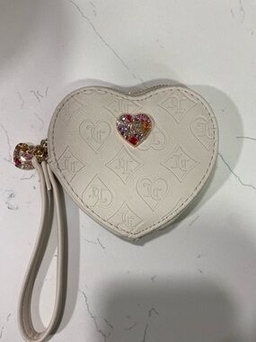 Juicy COUTURE Heart Wristlet Coin Purse with Jeweled Heart Accent